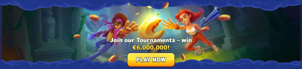 Pistolo turnaj s prize poolem €6,000,000 propagační banner.